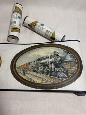 Norwall Vintage Train Wallpaper Border FS73762 Steam Locomotive Lot of 3 Rolls